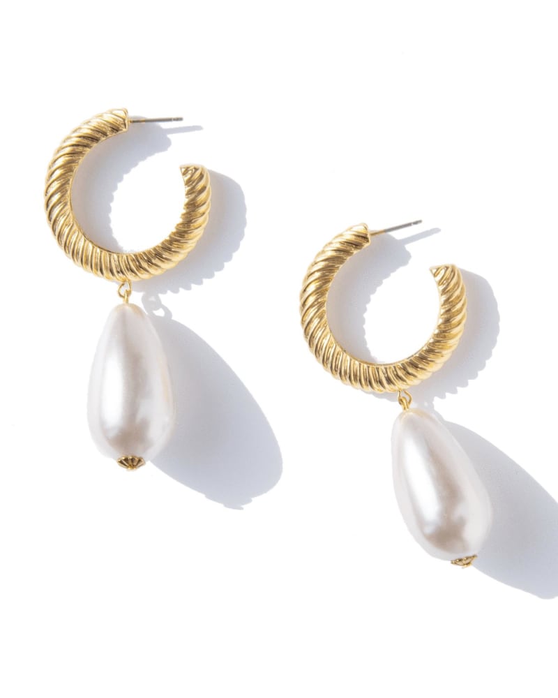 Front of a size O/S Claudia Pearl Drop Earrings in White in White by Loren Hope. | dia_product_style_image_id:330143